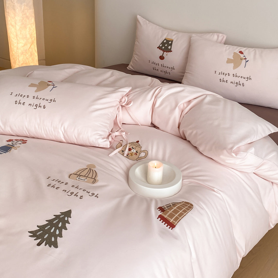 Printed Microfiber Duvet Cover and Pillowcase Set