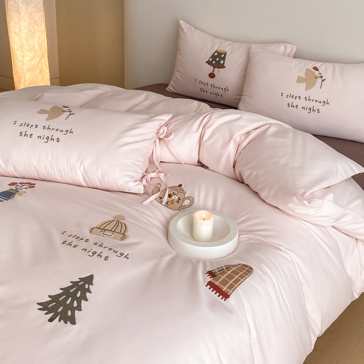 Printed Microfiber Duvet Cover and Pillowcase Set