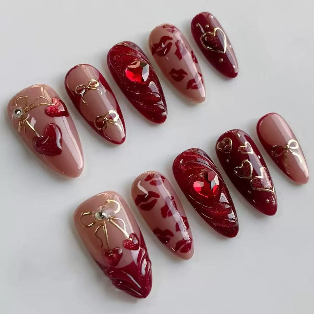 Artistic Floral and Star-Embellished Press-On Nail Set Stornfield