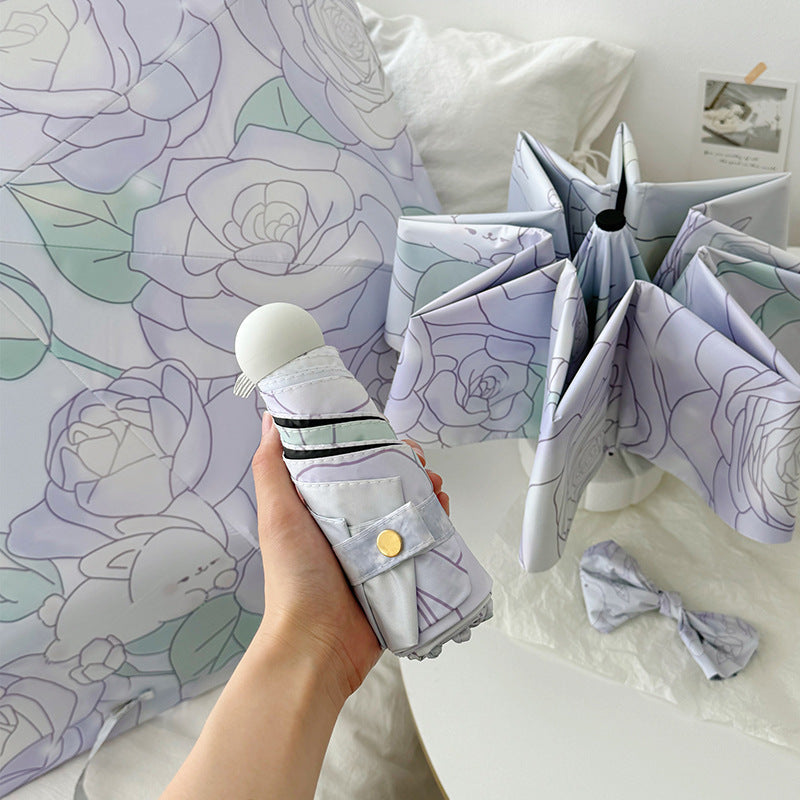 Ladies Folding Umbrella with Floral Minimalism Stornfield