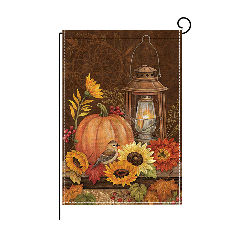 Outdoor Fall Sunflower and Pumpkin Decorative Garden Flag