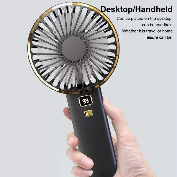 Unisex one size compact rechargeable portable fan with digital battery level indicator and charging station Stornfield