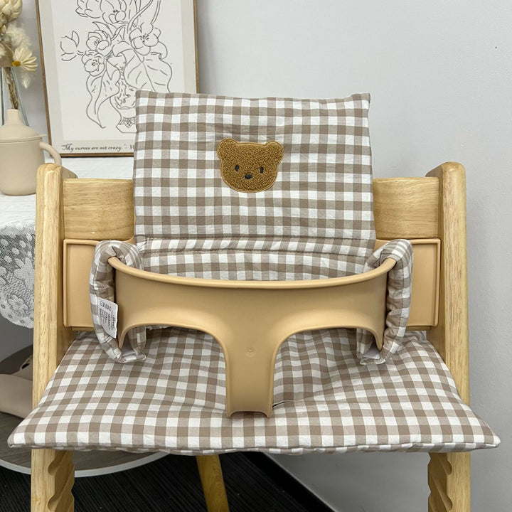 Padded High Chair Seat Cushion with Removable Cover and Safety Strap Openings