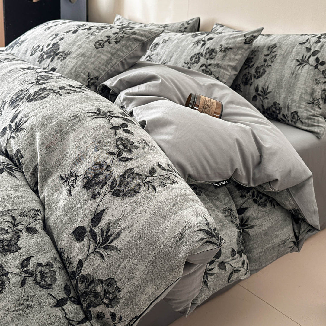 Reversible Printed Duvet Cover Set with Sateen-Feel Pillowcases