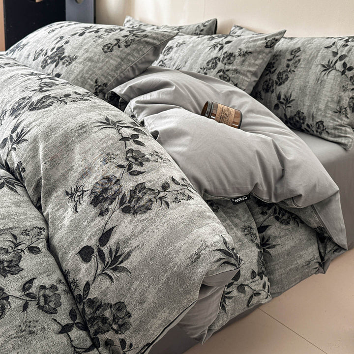 Reversible Printed Duvet Cover Set with Sateen-Feel Pillowcases