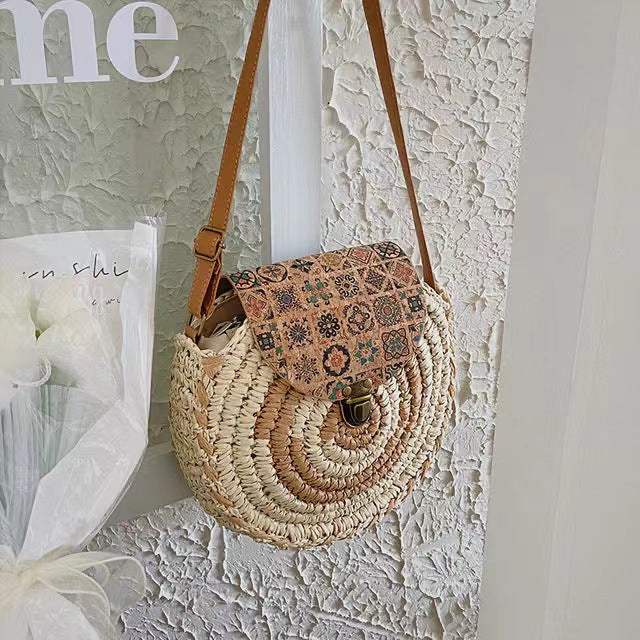 Round Bast Bag with Adjustable Leather Strap Stornfield