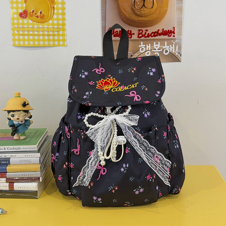 Floral-Embellished Drawstring Backpack Stornfield