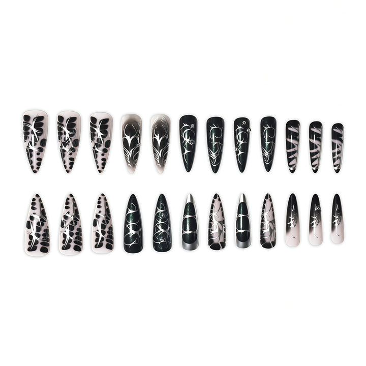 Elegant Stiletto Nail Art Extensions with Intricate Design Stornfield