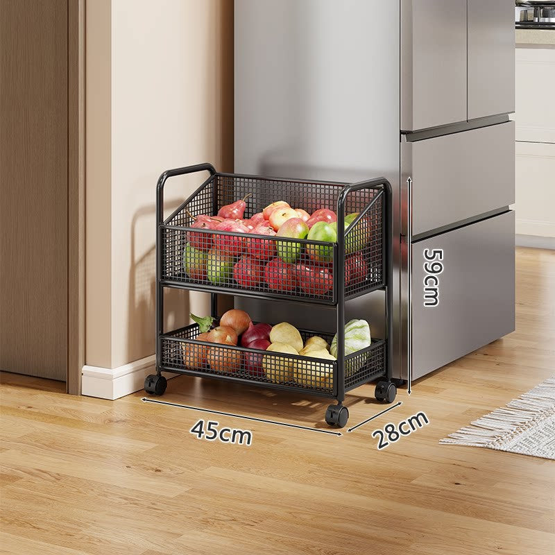 Multi-Tier Metal Mesh Kitchen Produce and Pantry Organizer with Slim Vertical Stackable Baskets