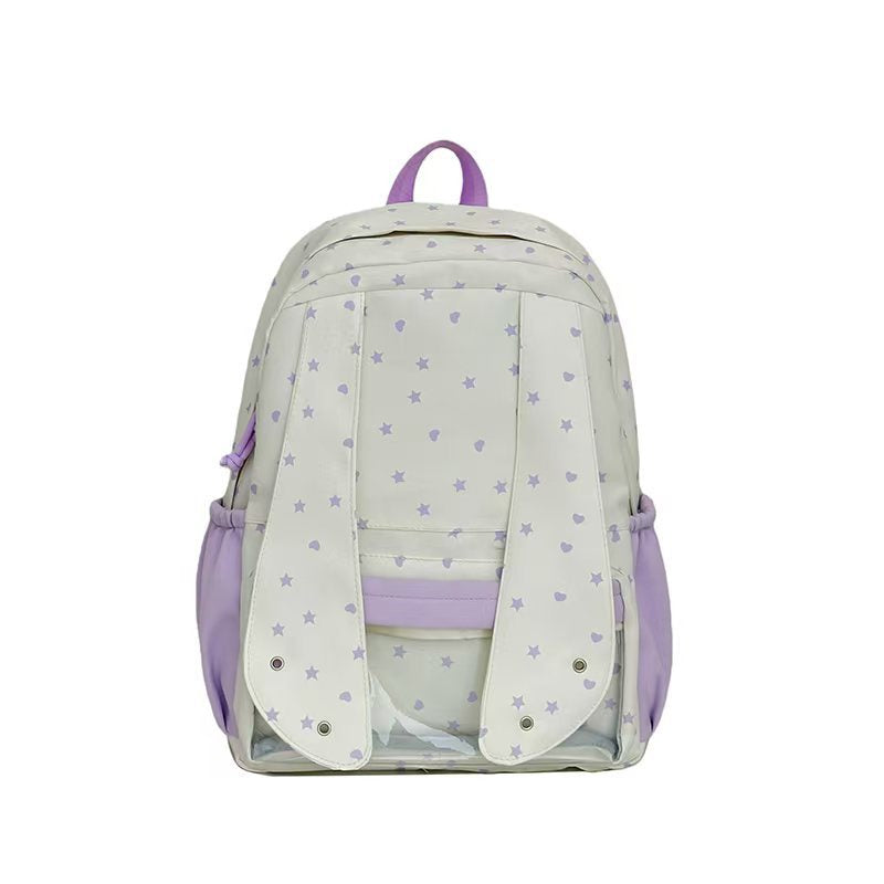 Backpack with Loving Bunny Design and Transparent Compartments Stornfield