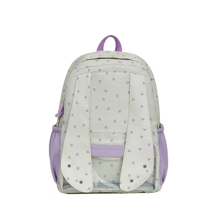 Backpack with Loving Bunny Design and Transparent Compartments Stornfield