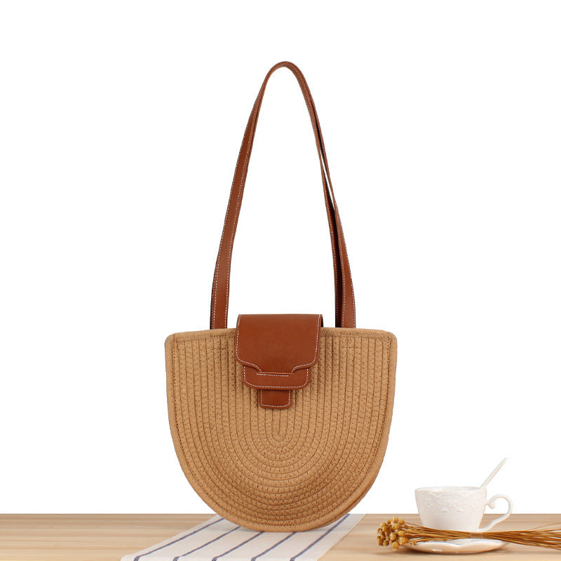 Braided Tote Bag with Elegant Leather Detail Stornfield