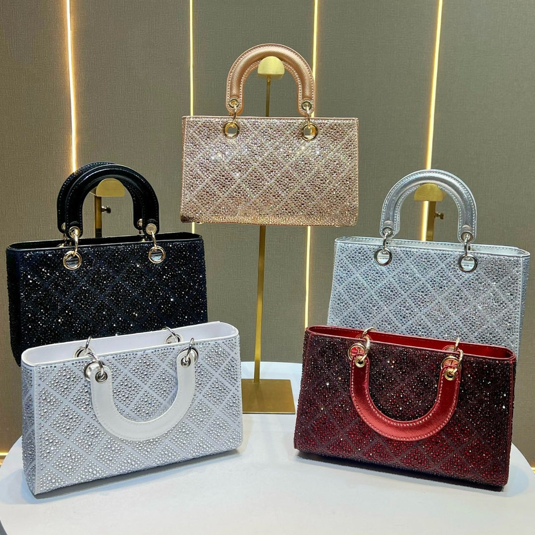 Elegant Rhinestone-Embellished Handheld Purse