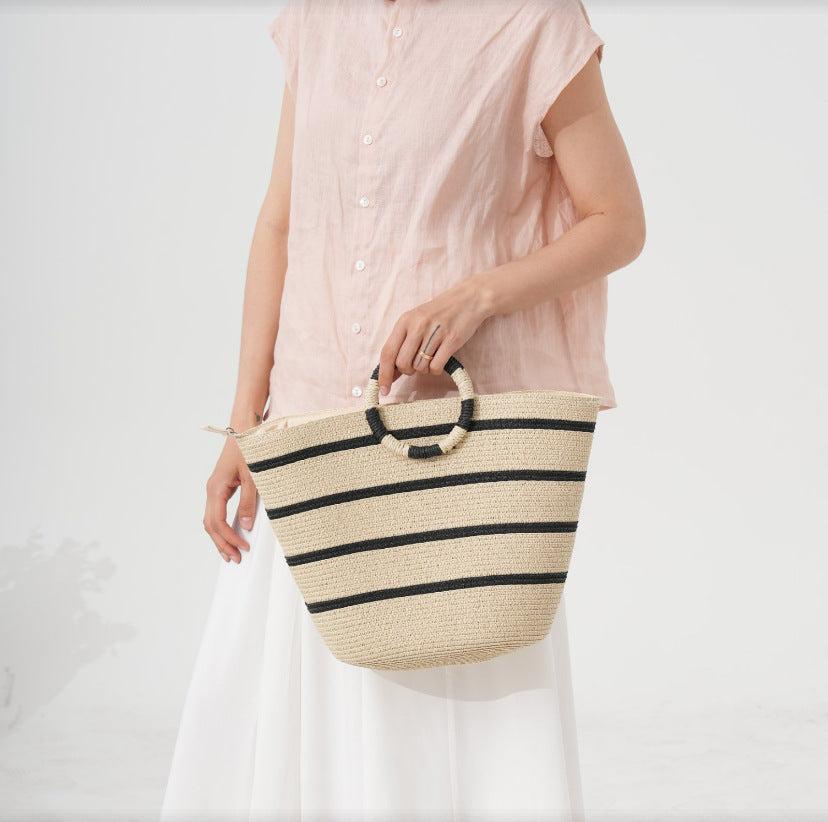 Elegant Basket Bag with Round Handle Stornfield