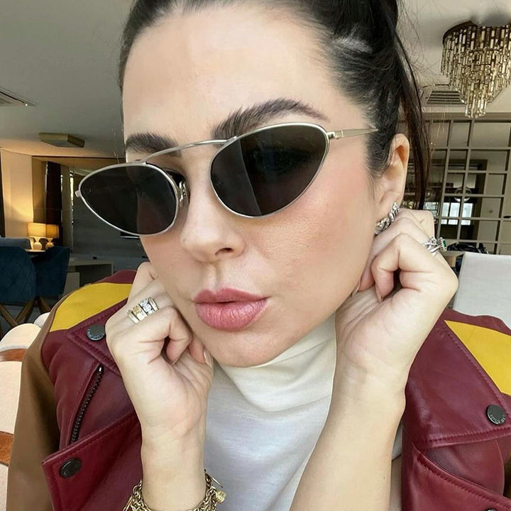 Women trendy Cat-Eye sunglasses with slim metal frame Stornfield
