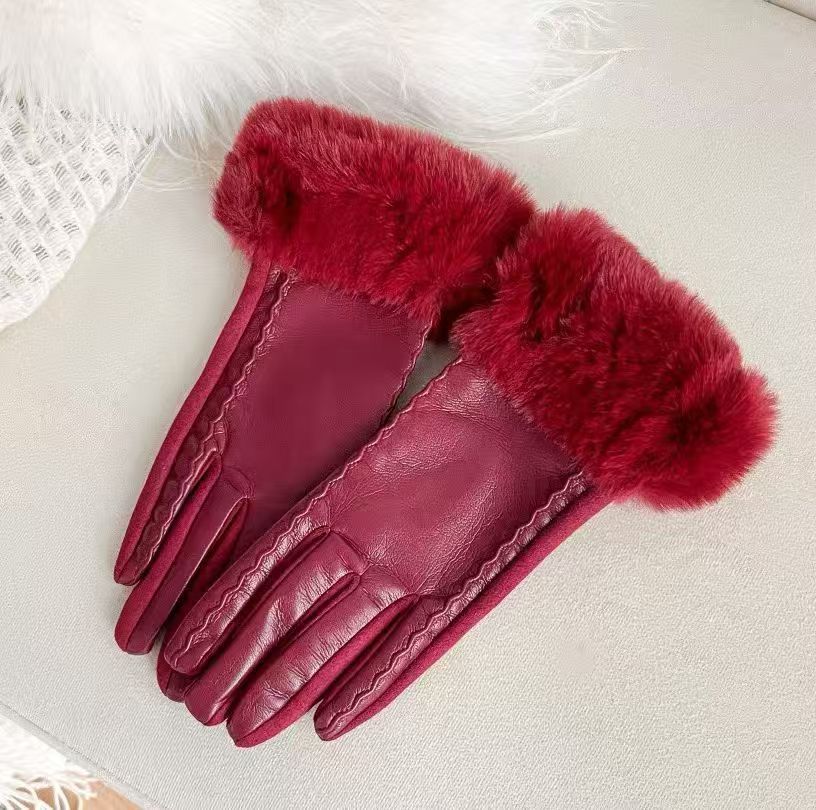 Luxurious Faux Fur Cuff Leather Gloves Stornfield