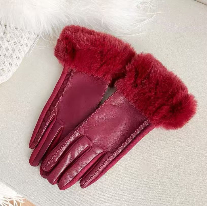 Luxurious Faux Fur Cuff Leather Gloves Stornfield