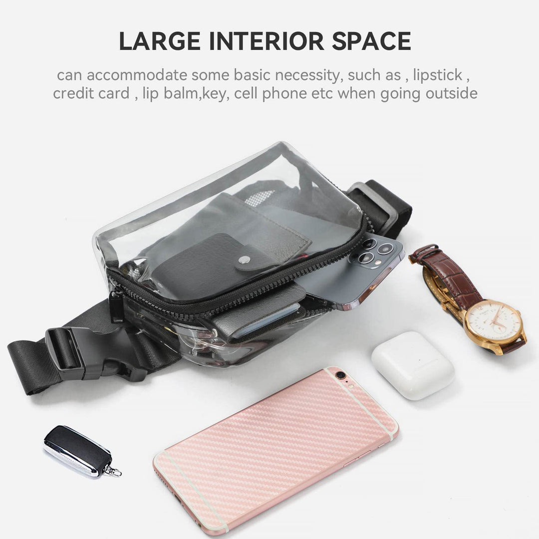 Transparent shoulder bag with mesh side pockets Stornfield