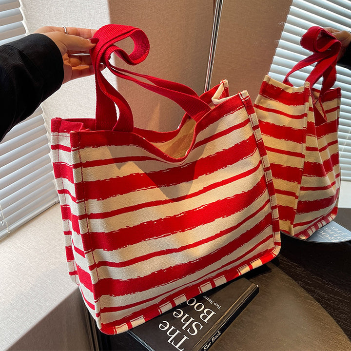 Striped Canvas Tote Bag