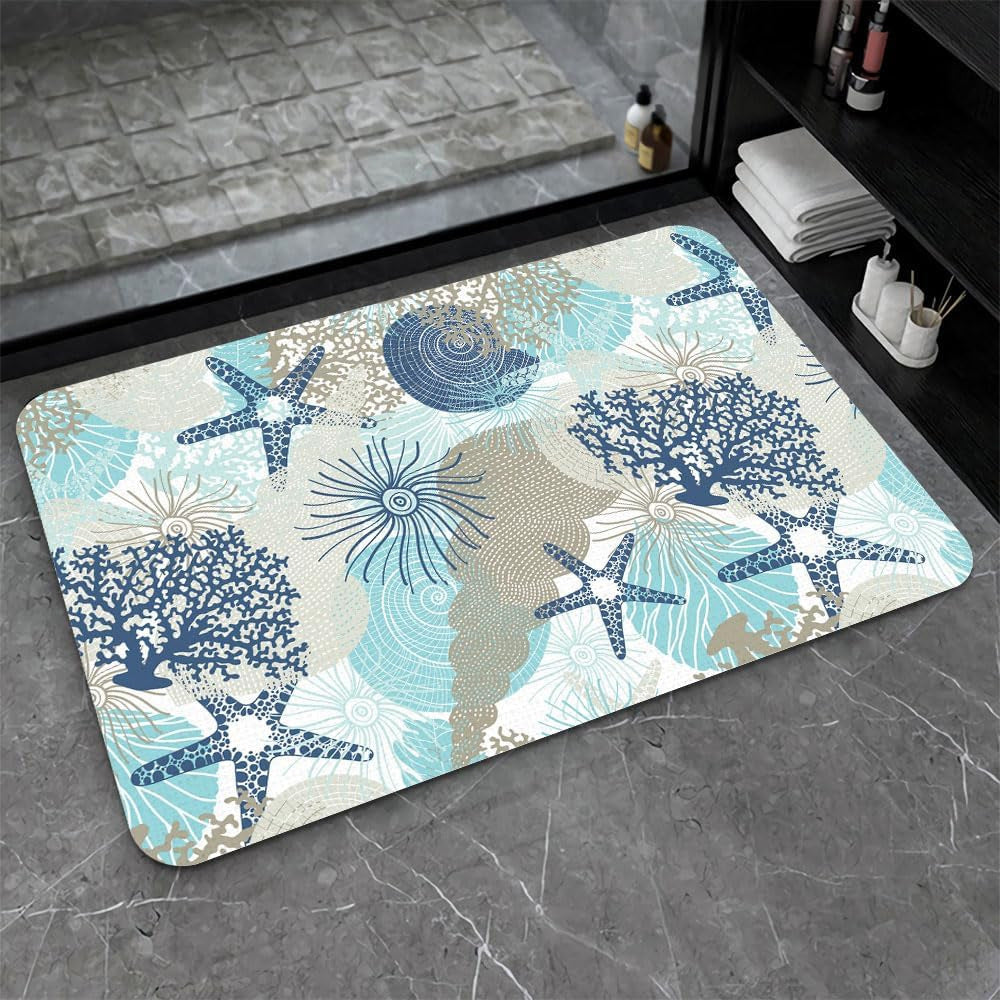 Artistic Abstract Marble Design Bath Mat