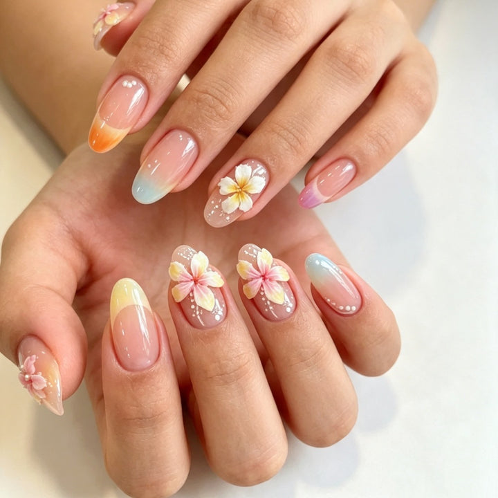Artificial nails with color accents and floral design Stornfield