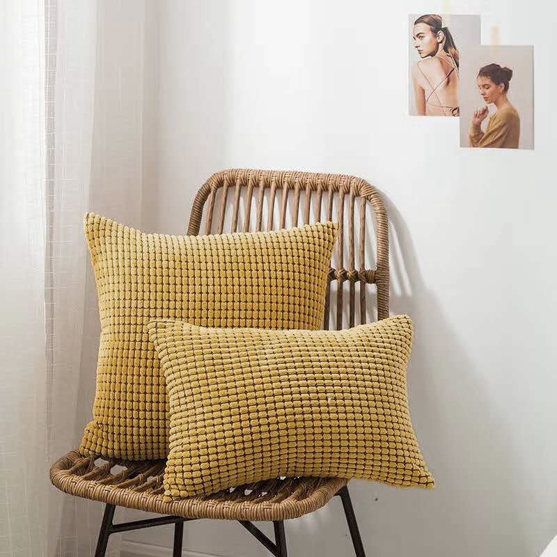 Textured Waffle-Weave Cotton Lumbar and Square Pillow Covers Set