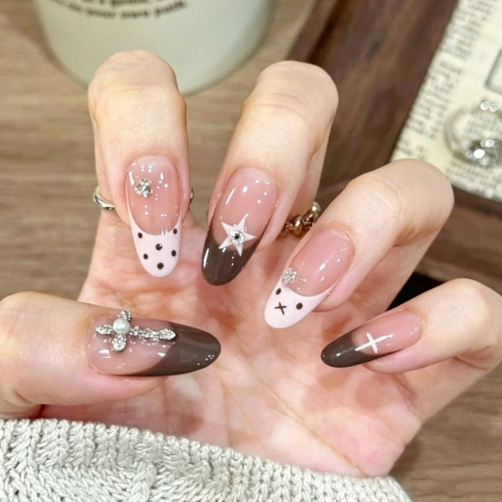 Unique Artistic Press-On Nail Set with Creative Designs Stornfield