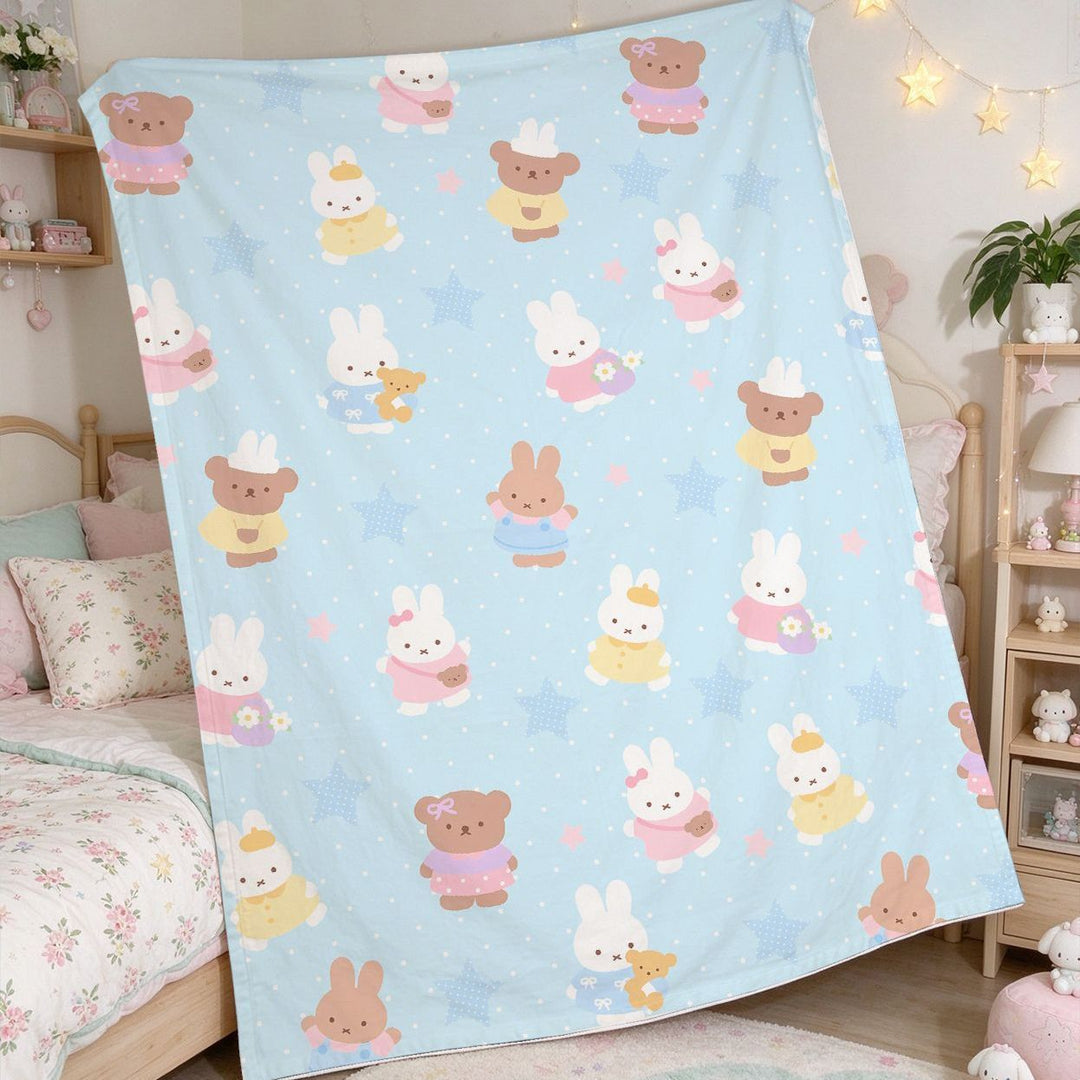 Cute Animal-Themed Fleece Throw Blanket