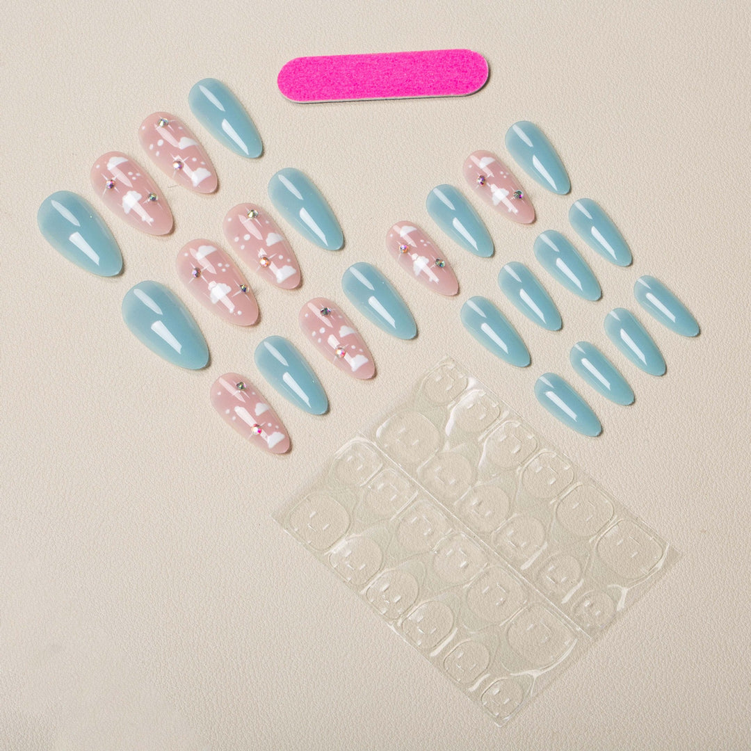 Artistic Cloud-Themed Press-On Nail Set