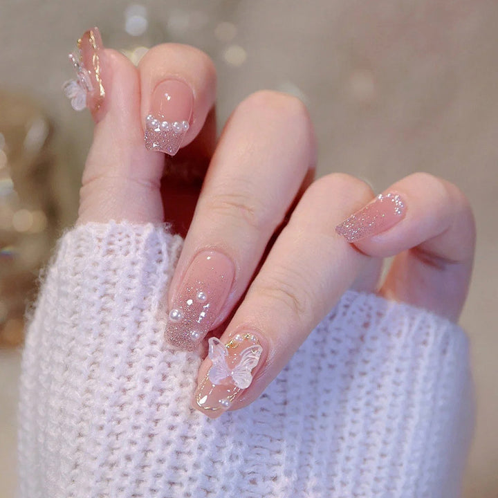 Artistic Butterfly Embellished Press-On Nails Stornfield