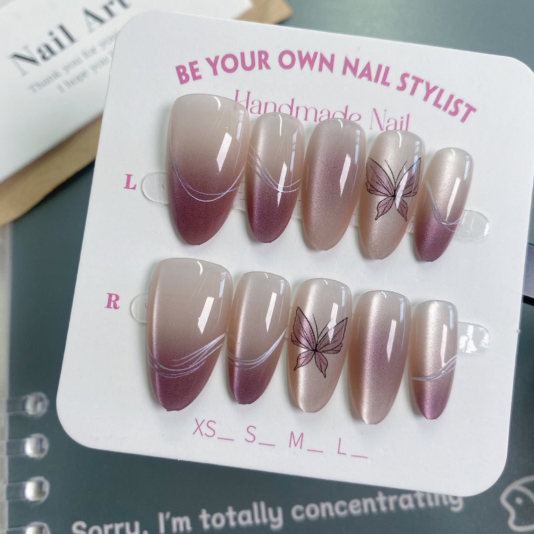 Elegant Butterfly-Designed Press-On Nail Set