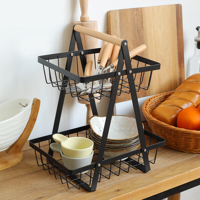 Sturdy Two-Tier Metal Storage Basket Stornfield