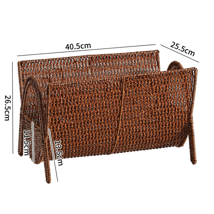 Unisex Rectangular Magazine Basket made of Handwoven Rattan Stornfield
