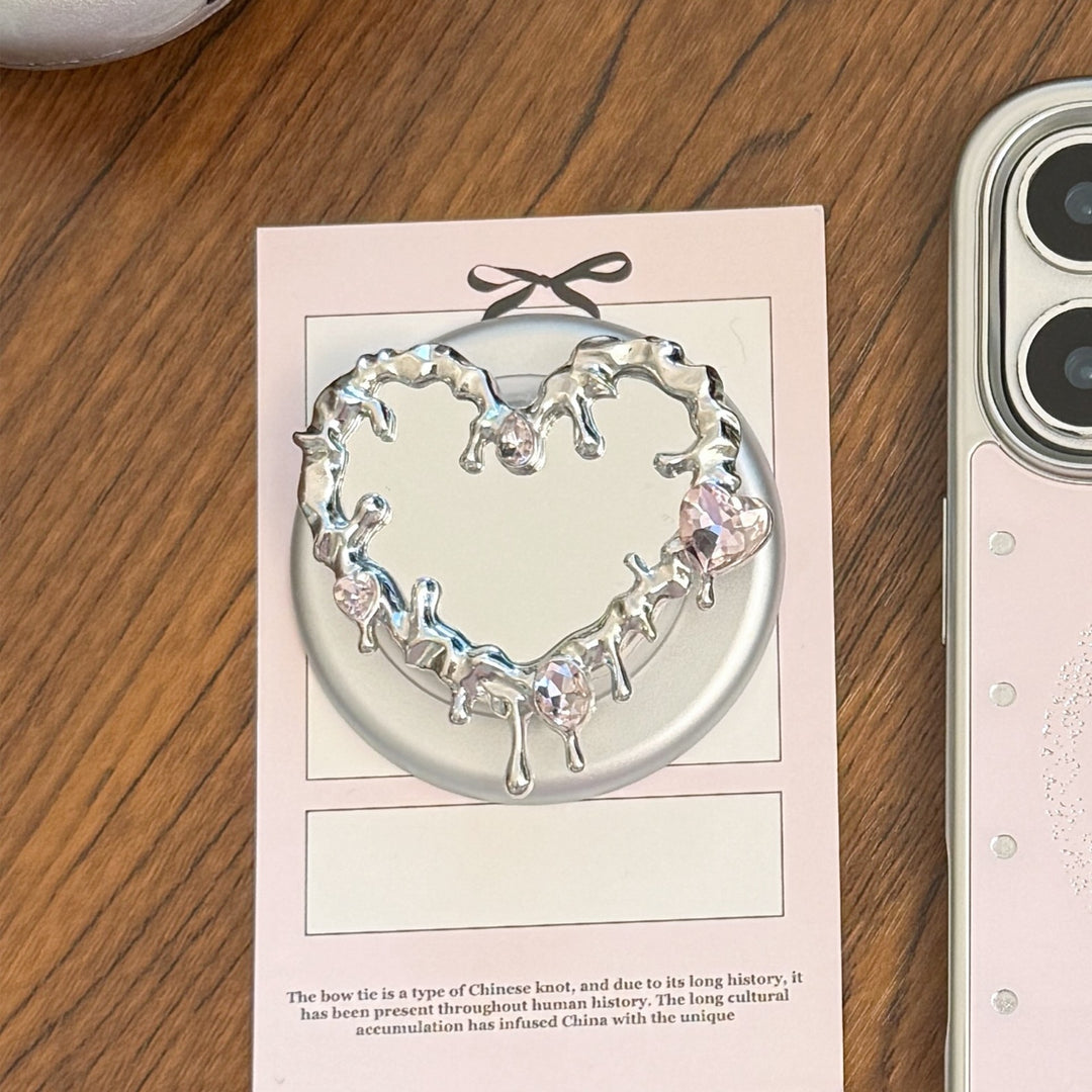 Heart-shaped hand mirror with elegant crystals Stornfield