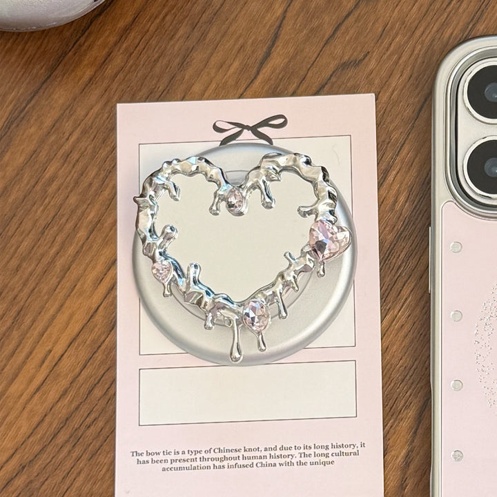 Heart-shaped hand mirror with elegant crystals Stornfield