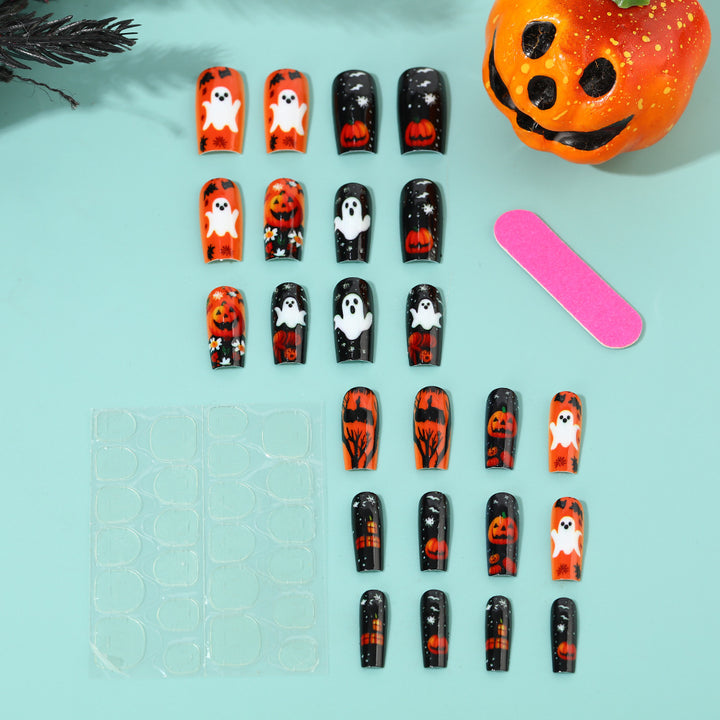 Creative Halloween Art Nails with Ghost and Pumpkin Design Stornfield