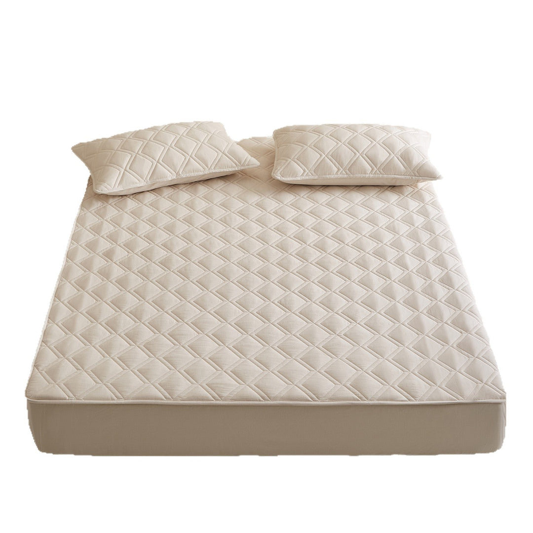 Quilted Breathable Fitted Mattress Topper Protector with Diamond Stitch and Hypoallergenic Cotton Shell
