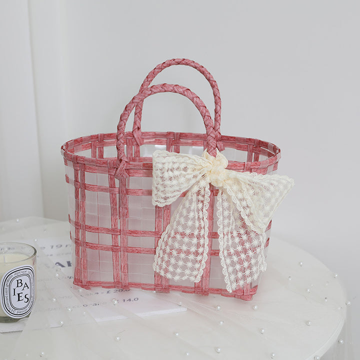 Handcrafted basket bag with elegant bow applique Stornfield