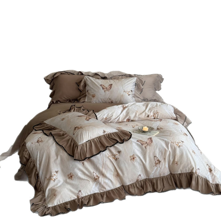 Decorative Ruffled Butterfly Bedding Set