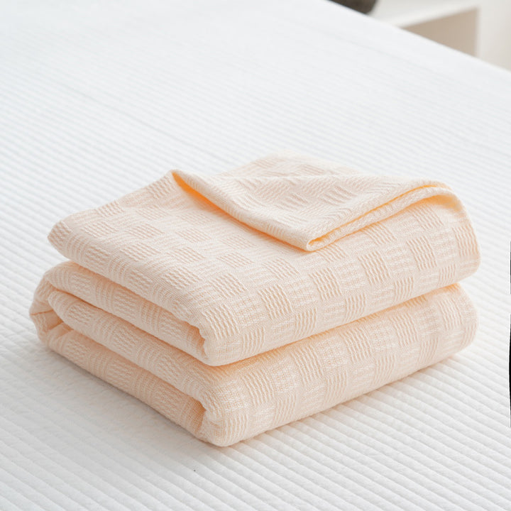 Textured Waffle Knit Cotton Throw Blanket