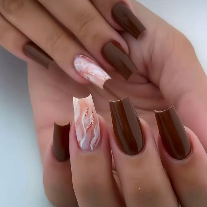 Artistic Marble Effect Press-On Nails Stornfield