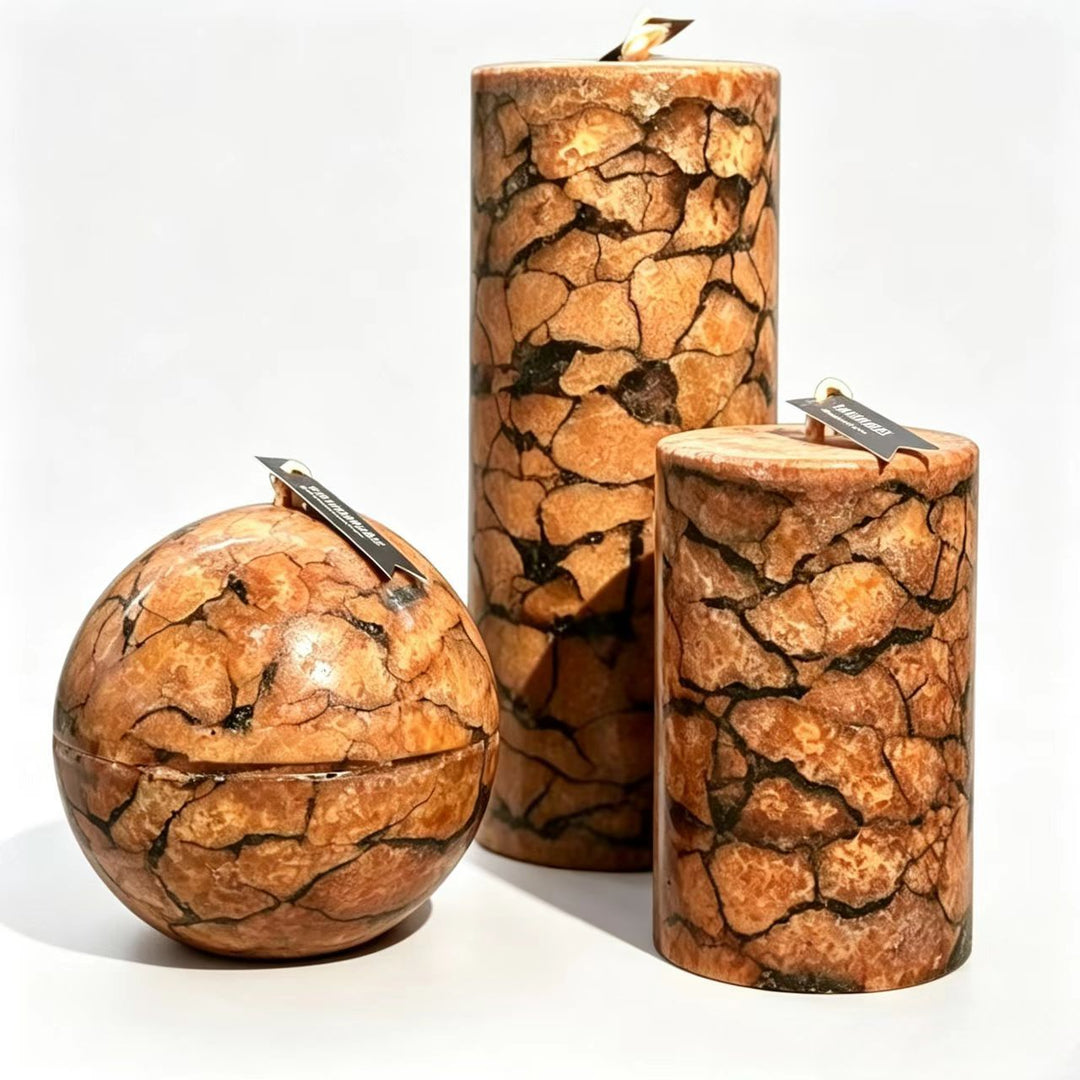 Decorative Marble-Inspired Candle Set