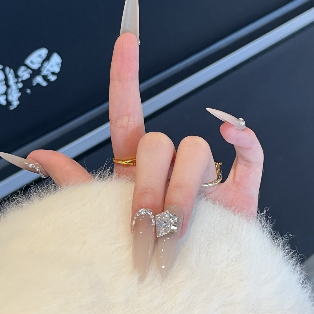 Rhinestone-Embellished Stiletto Press-On Nails Stornfield
