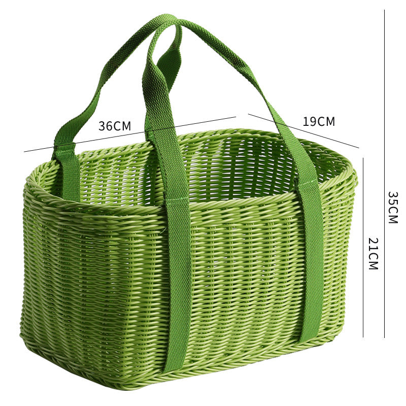 Unisex Robust braided shopping basket with comfortable fabric handles Stornfield