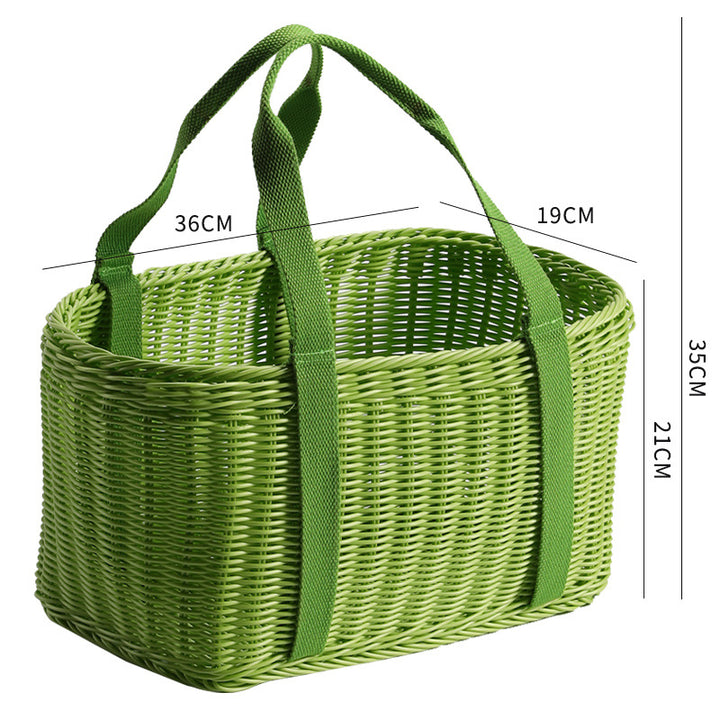Unisex Robust braided shopping basket with comfortable fabric handles Stornfield