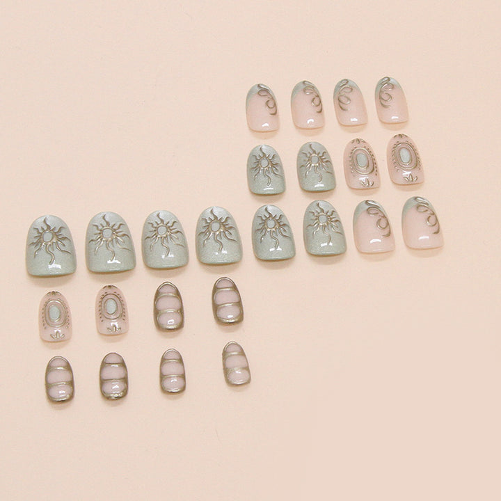Artistic Sun-Embellished Press-On Nail Tips Stornfield