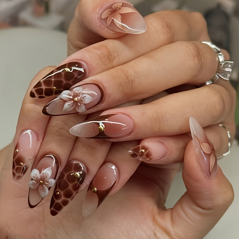 Decorative Floral Long Nail Set Stornfield