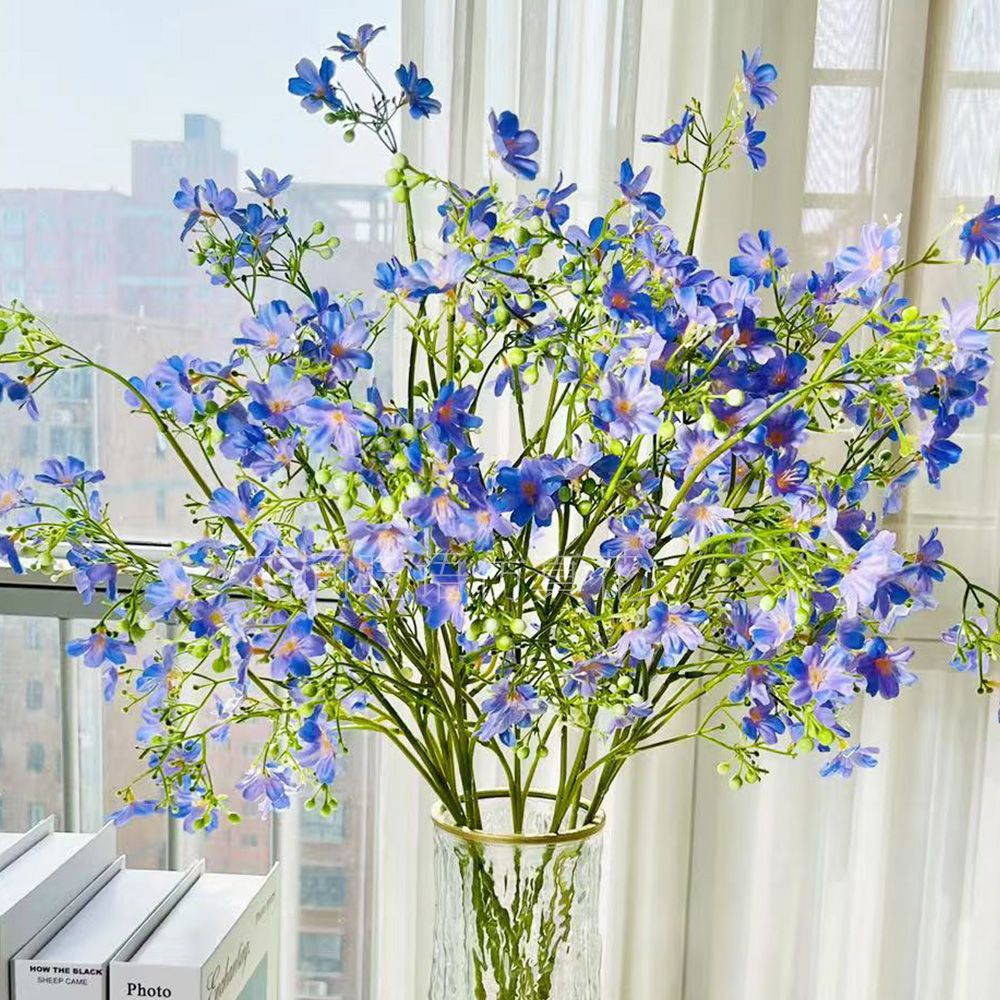 Artificial Floral Arrangement with Decorative Glass Vase