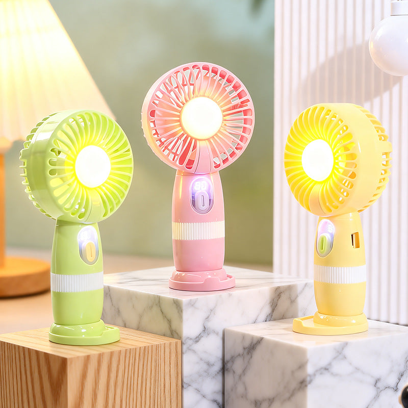 Ladies portable USB hand fan with LED light and digital temperature display Stornfield