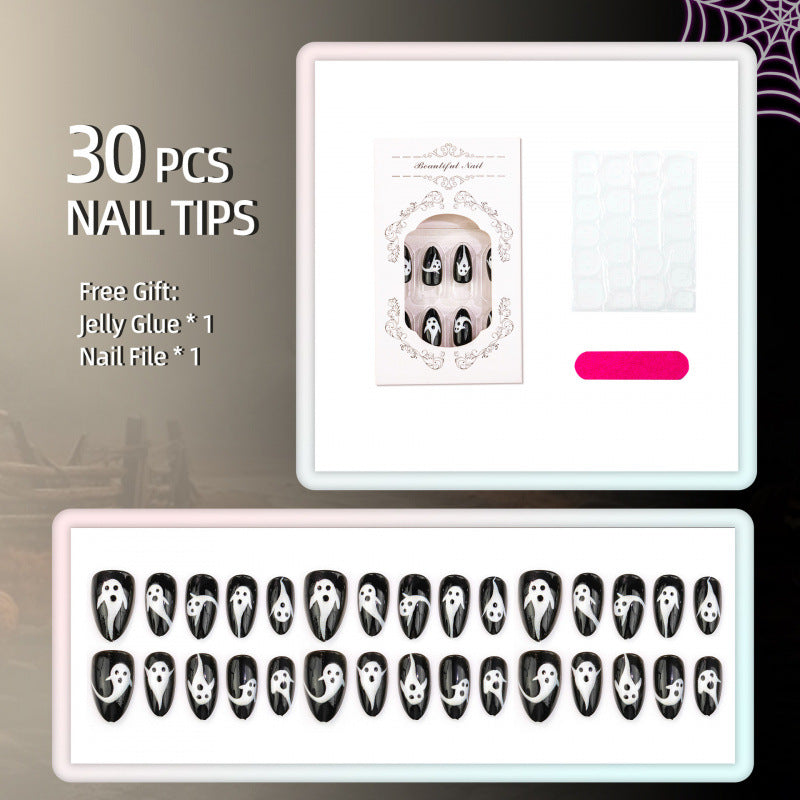Creative Ghost-Themed Press-On Nails